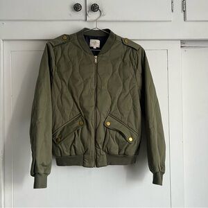 Sezane Green Bomber Quilted  Jacket